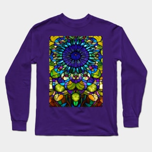 Stained Glass Lotus Flower Long Sleeve T-Shirt